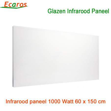 Ecaros Glazen Infrarood Warmtepaneel 1000 Watt wit glans 60 x 150 cm