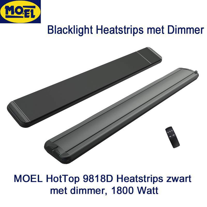 MOEL HotTop 9818D heatstrip zwart met dimmer, 1800 Watt