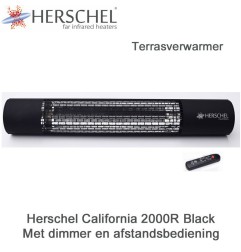Herschel California 2000R terrasverwarmer zwart met dimmer en afstandsbediening 2000 Watt | Luchtreinigeronline
