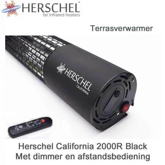 Herschel California 2000R terrasverwarmer zwart met dimmer en afstandsbediening 2000 Watt|Luchtreinigeronline