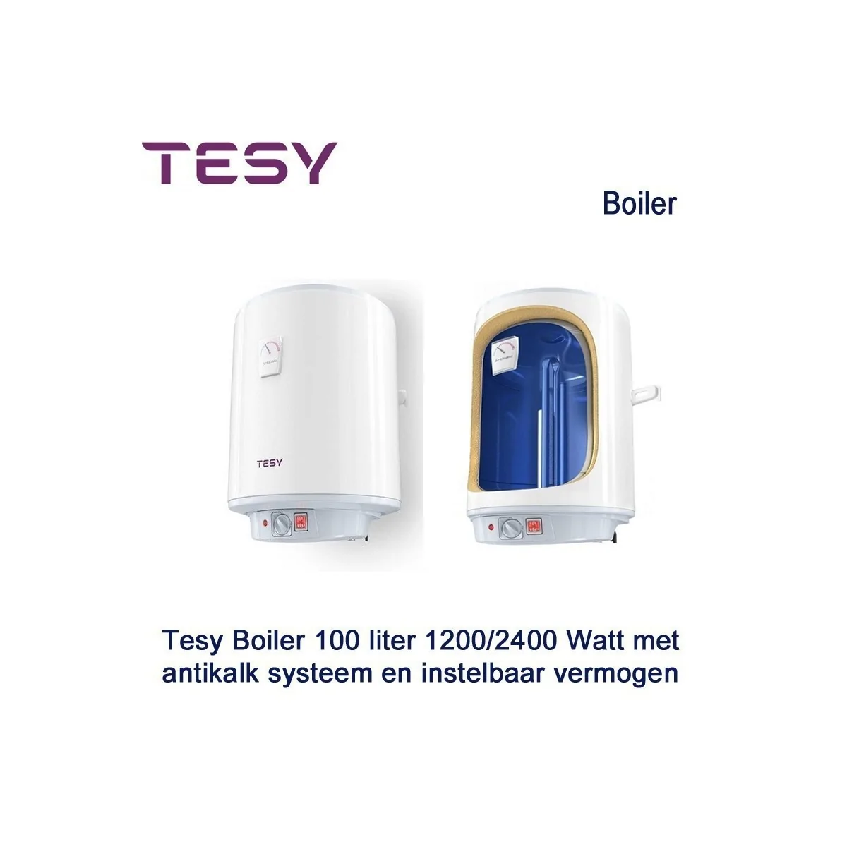 Tesy Boiler 100 liter, 1200/2400 Watt met antikalk systeem en instelbaar vermogen|Luchtreinigeronline