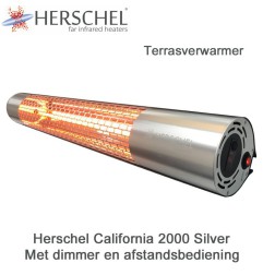Herschel California 2000R-S terrasverwarmer silver met dimmer en afstandsbediening 2000 Watt