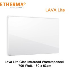 Etherma Lava Lite wit glazen infrarood paneel, 700 Watt, 130 x 63 cm