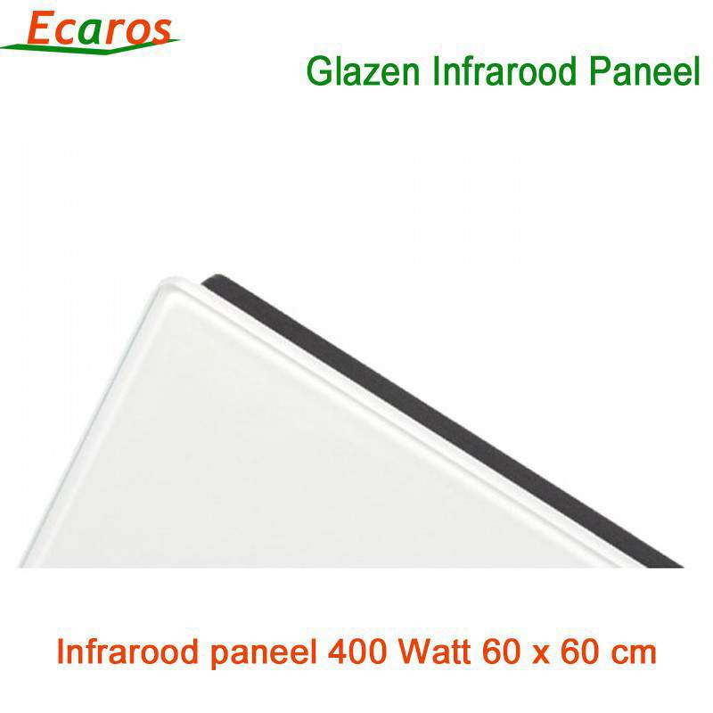 Ecaros Glazen infrarood paneel 400 Watt wit glans 60 x 60 cm