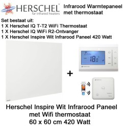 Herschel Inspire wit infrarood paneel met thermostaat, 420 Watt, 60 x 60 cm | Luchtreinigeronline