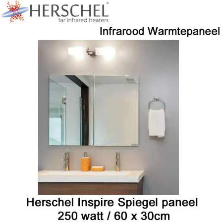 Herschel Inspire spiegel infrarood paneel 250 Watt, 60 x 30 cm
