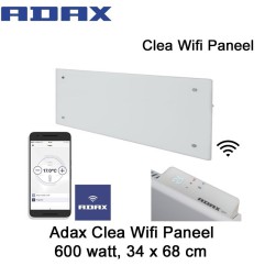 Adax Clea Wifi Glazen Paneel 600 watt 34 x 68 cm wit Ecodesign