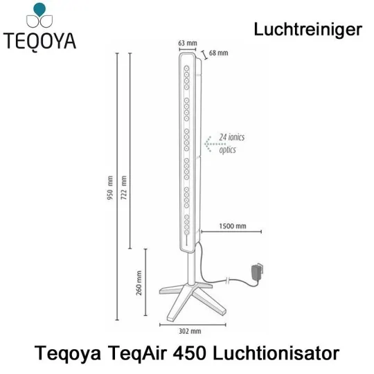 Teqoya TeqAir 450 Luchtionisator Antraciet|Luchtreinigeronline