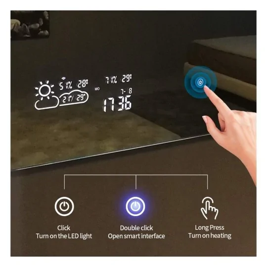 QH Smart Spiegel infraroodverwarming met LED verlichting en Wifi, 60 x 100 cm 350 Watt|Luchtreinigeronline