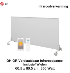 QH-OR Mobiel Infrarood paneel 350W met wieltjes, 60,5 x 60,5 cm | Luchtreinigeronline