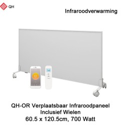 QH-OR Mobiel Infrarood paneel 700W met wieltjes, 60,5 x 120,5 cm | Luchtreinigeronline