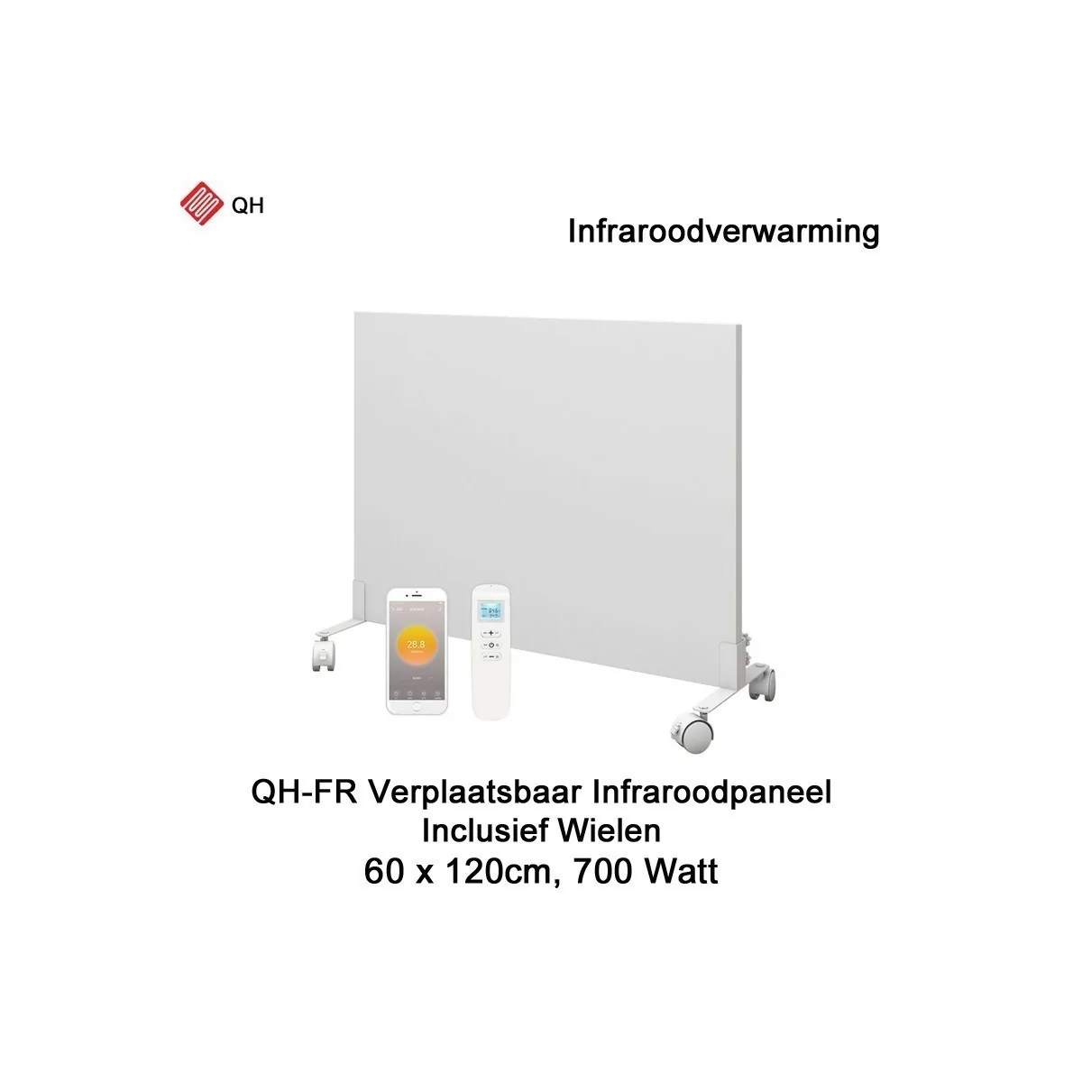 QH-FR Serie Mobiel Infrarood paneel 700W met wieltjes, 60 x 120 cm|Luchtreinigeronline