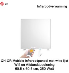 QH-OR Mobiel Infrarood paneel 350W met witte lijst, 60,5 x 60,5 cm | Luchtreinigeronline