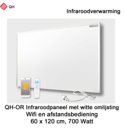 QH-OR Mobiel Infrarood paneel 700W met witte lijst, 60,5 x 120,5 cm