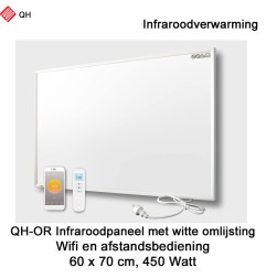 QH-OR Mobiel Infrarood paneel 450W met witte lijst, 60,5 x 70 cm | Luchtreinigeronline