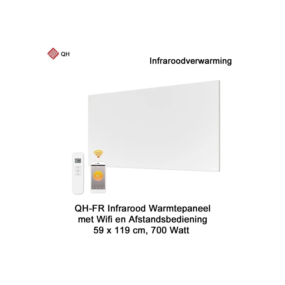 QH-FR serie Infrarood paneel 700W met Wifi en afstandsbediening, 59 x 119 cm|Luchtreinigeronline