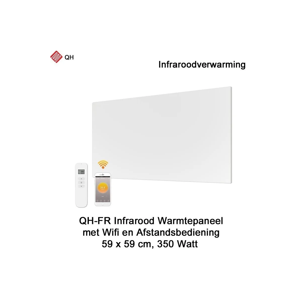 QH-FR serie infrarood paneel 350W met Wifi en afstandsbediening, 59 x 59 cm|Luchtreinigeronline