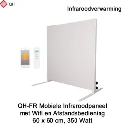 QH-FR Mobiel Infrarood paneel 350W met Wifi en afstandsbediening, 60 x 60 cm