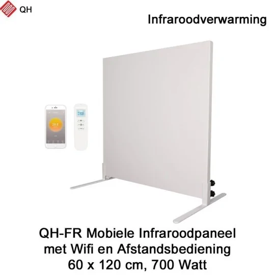 QH-FR Mobiel Infrarood paneel 700W met Wifi en afstandsbediening, 60 x 120 cm|Luchtreinigeronline