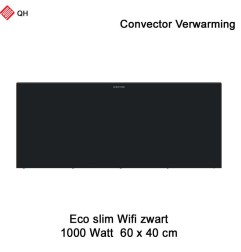 QH Eco Slim Convector Verwarming zwart Wifi, 1000 Watt
