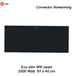 QH Eco Slim Convector Verwarming zwart Wifi, 2000 Watt