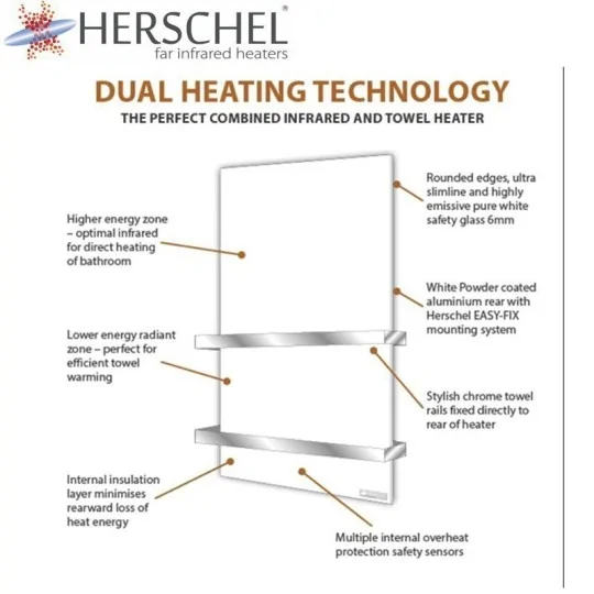 Herschel Select XLS Infrarood Handdoekverwarming zwart , 500 Watt, 48 x 120 cm|Luchtreinigeronline