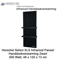 Herschel Select XLS Infrarood Handdoekverwarming zwart , 500 Watt, 48 x 120 cm