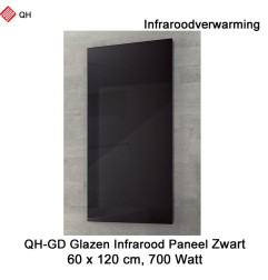 QH-GD glazen infraroodpaneel zwart 700 Watt, 60 x 120 cm | Luchtreinigeronline