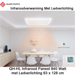 QH-HL Infraroodpaneel 840 Watt met ledverlichting en thermostaat, 63 x 128 cm | Luchtreinigeronline