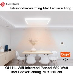 QH-HL Wifi Infraroodpaneel 680 Watt met ledverlichting en thermostaat, 70 x 110 cm