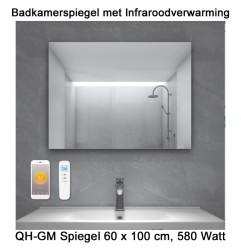 QH-GM Spiegel infrarood verwarming 60 x 100 cm 580 Watt | Luchtreinigeronline