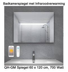 QH-GM Spiegel infrarood verwarming 60 x 120 cm 700 Watt | Luchtreinigeronline