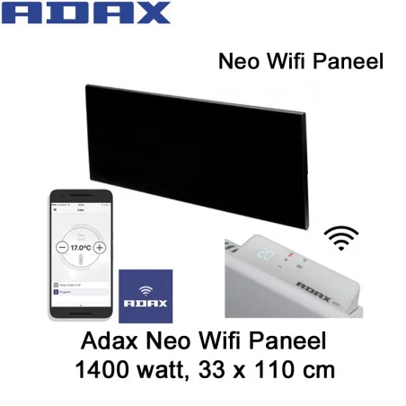 Adax Neo Wifi H14 Zwart Paneel 1400 Watt 33 x 109 cm Ecodesign