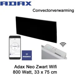 Adax Neo Wifi H08 Zwart Paneel 800 Watt 33 x 75 cm Ecodesign
