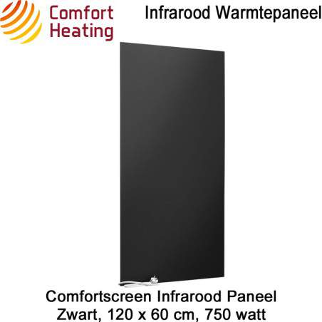 Comfortscreen Zwart 120 x 60 cm, 750 Watt