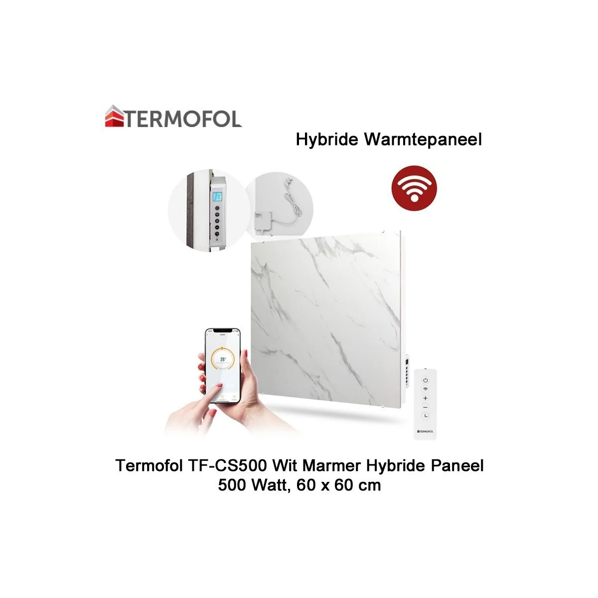 Termofol TF-CS500-01 Keramisch Hybride infrarood Paneel met wifi, 500 Watt, 60 x 60 cm|Luchtreinigeronline