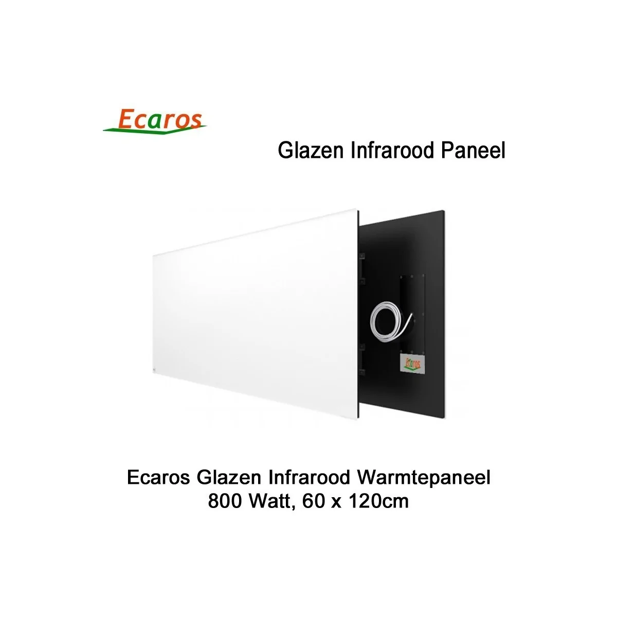 Ecaros Glazen infrarood paneel 800 Watt wit glans 60 x 120 cm|Luchtreinigeronline