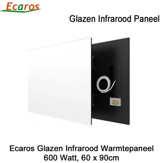 Ecaros Glazen infrarood paneel 600 Watt wit glans 60 x 90 cm Ecaros Glazen infrarood paneel 600 Watt wit glans 60 x 90 cm