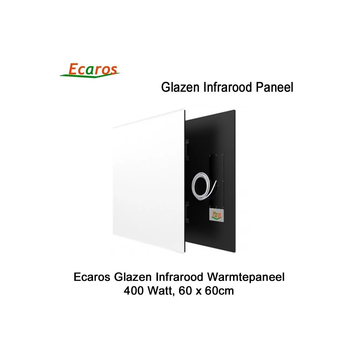 Ecaros Glazen infrarood paneel 400 Watt wit glans 60 x 60 cm|Luchtreinigeronline
