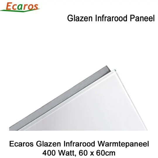 Ecaros Glazen infrarood paneel 400 Watt wit glans 60 x 60 cm|Luchtreinigeronline