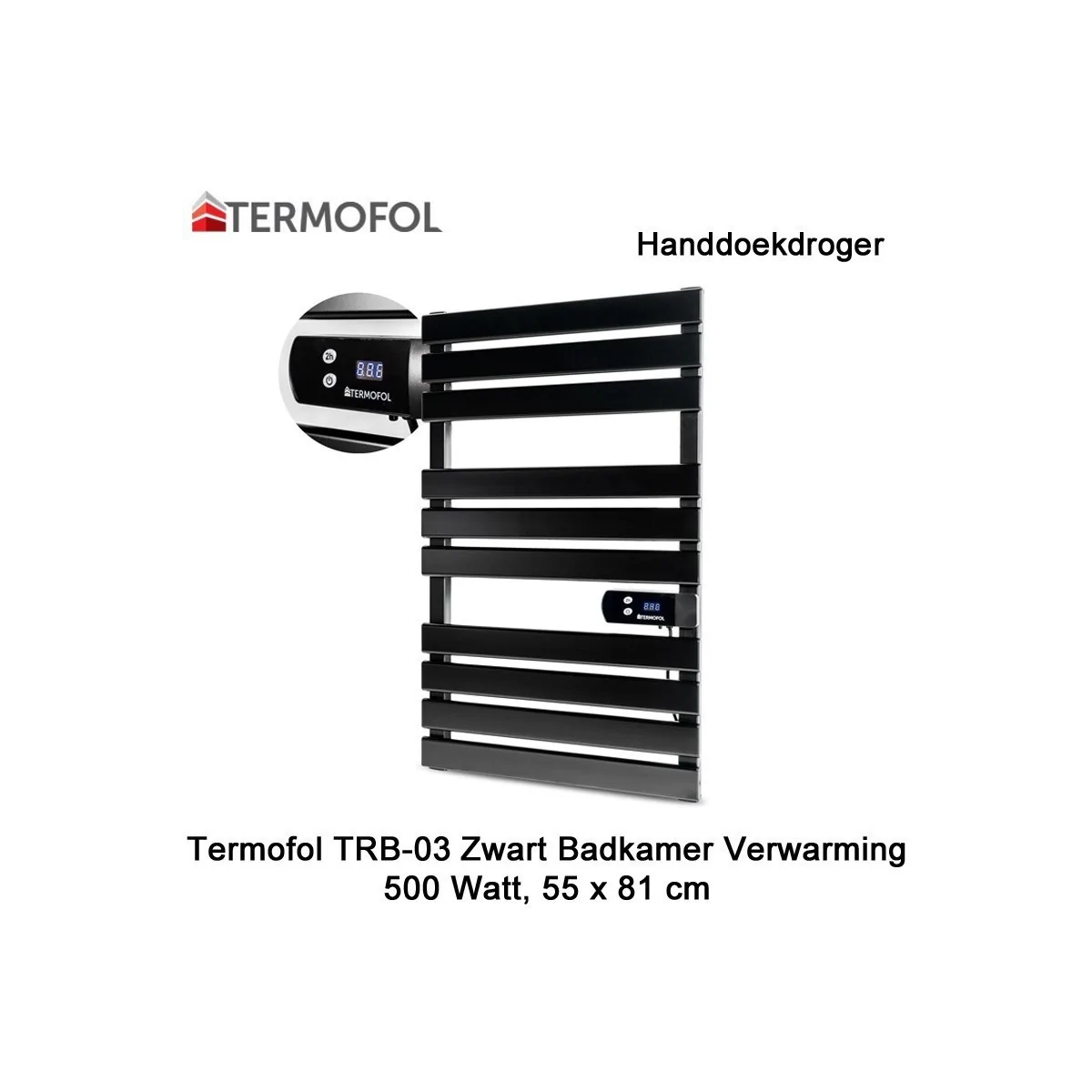 Termofol TRB-03 zwart handdoekdroger 500 Watt|Luchtreinigeronline