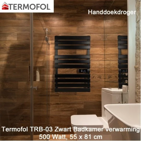 Termofol TRB-03 zwart handdoekdroger 500 Watt|Luchtreinigeronline
