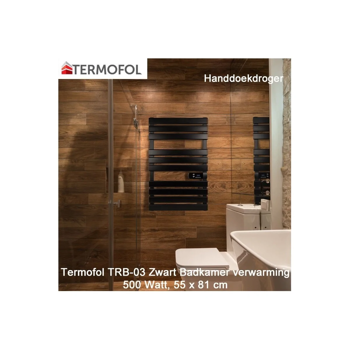 Termofol TRB-03 zwart handdoekdroger 500 Watt|Luchtreinigeronline