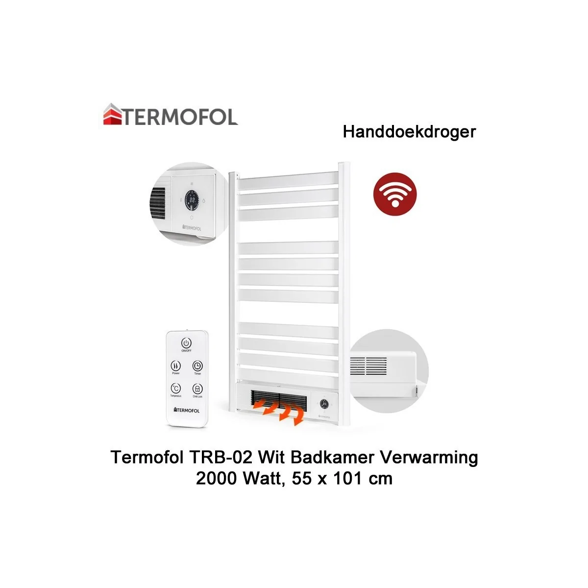 Termofol TRW-02 wit handdoekdroger 2000 Watt|Luchtreinigeronline