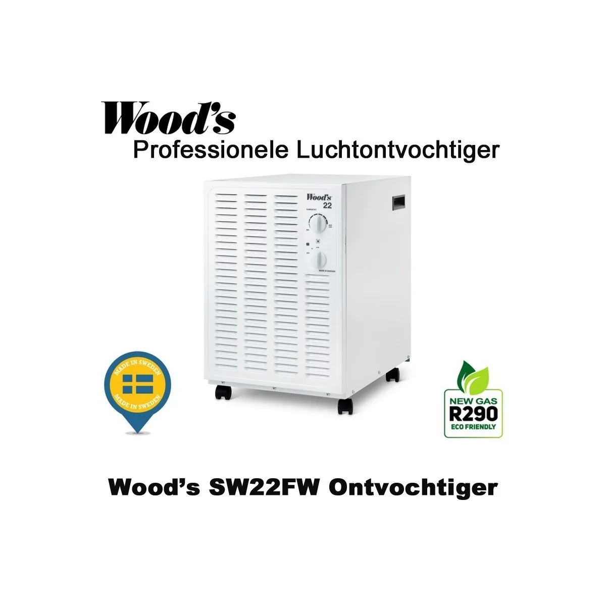 Woods SW22FW professionele luchtontvochtiger, tot 100m²|Luchtreinigeronline