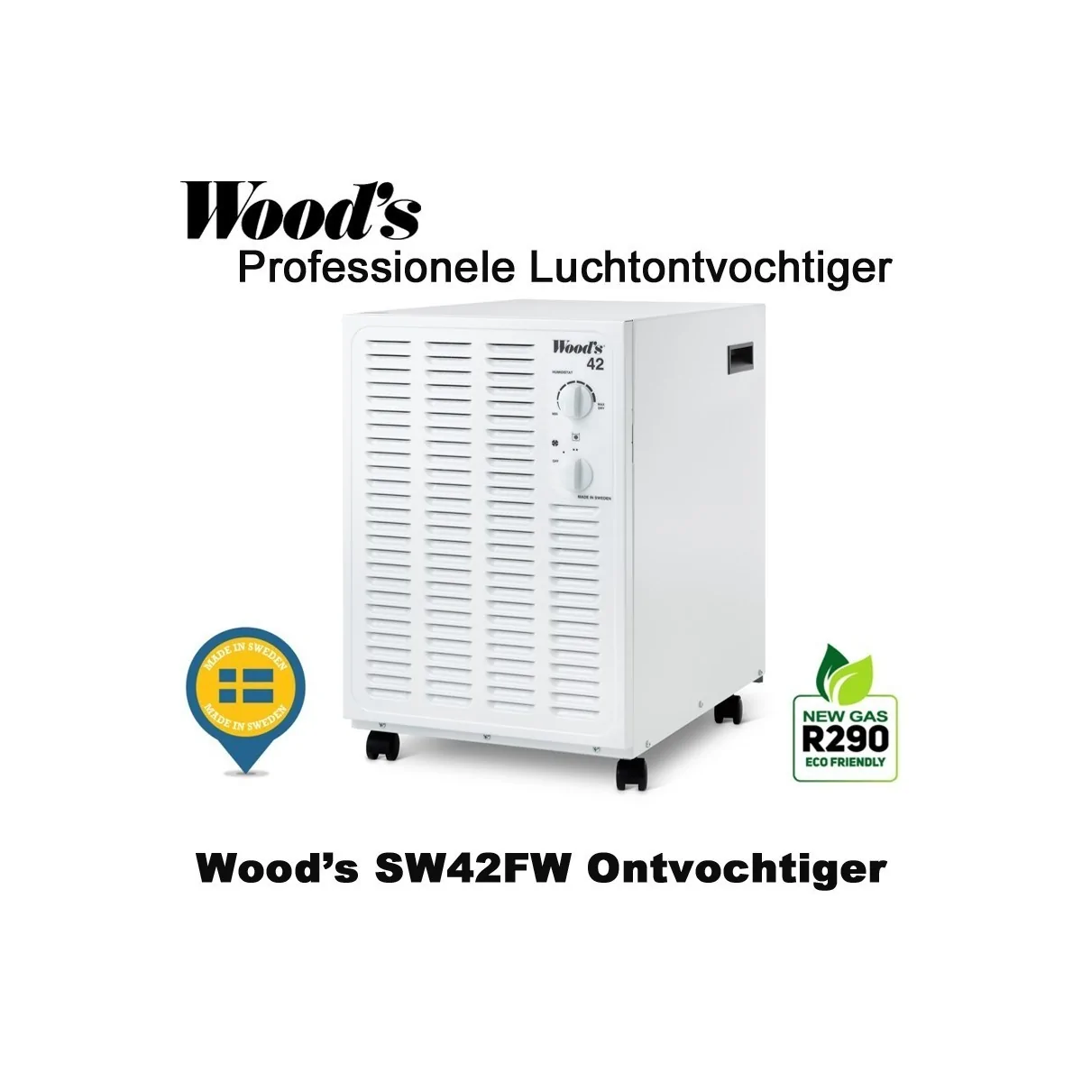 Woods SW42 professionele luchtontvochtiger, 200m²|Luchtreinigeronline
