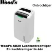 Woods AD20 ontvochtiger en luchtreiniger in één, tot 100m²|Luchtreinigeronline