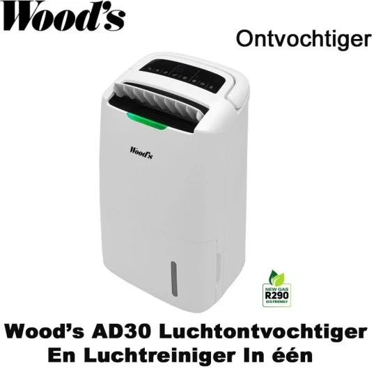 Woods AD30 ontvochtiger en luchtreiniger in één, tot 120m² Woods AD30 ontvochtiger en luchtreiniger in één, tot 120m²