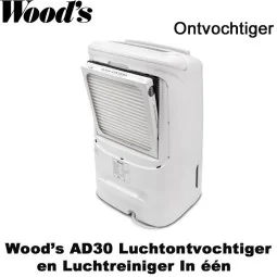 Woods AD30 ontvochtiger en luchtreiniger in één, tot 120m²|Luchtreinigeronline.nl