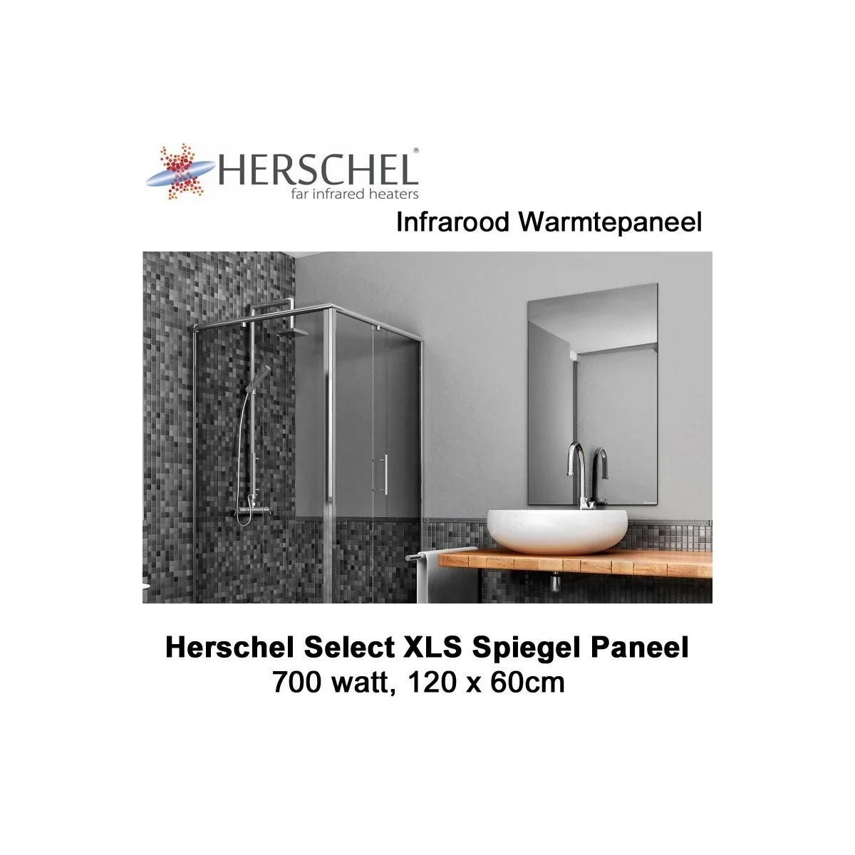 Herschel Select XLS spiegel infrarood paneel 700 Watt 60x120 cm